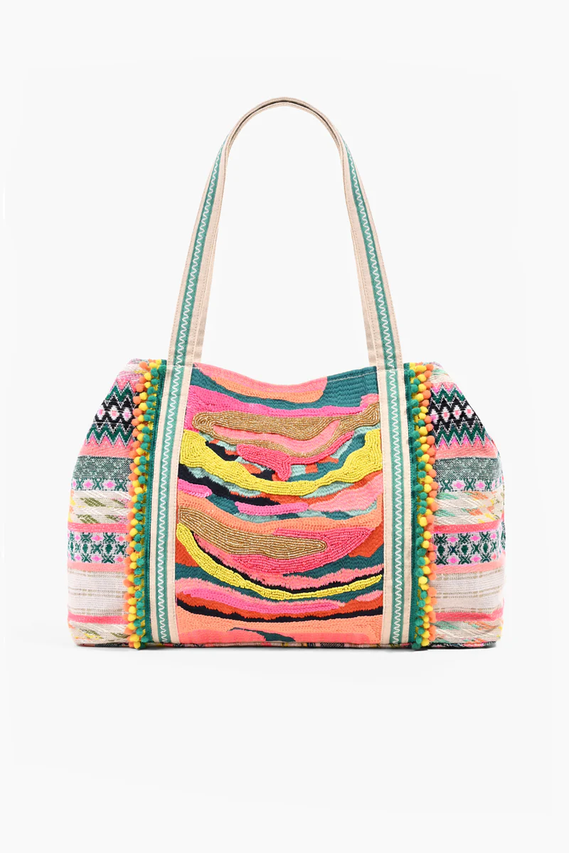 Daphne Embellished Multi-colored Hand Beaded Tote