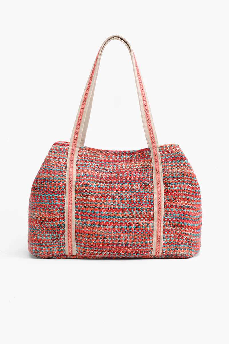 Evil Eye Good Luck Hand Beaded Orange and Blue Tote Bag