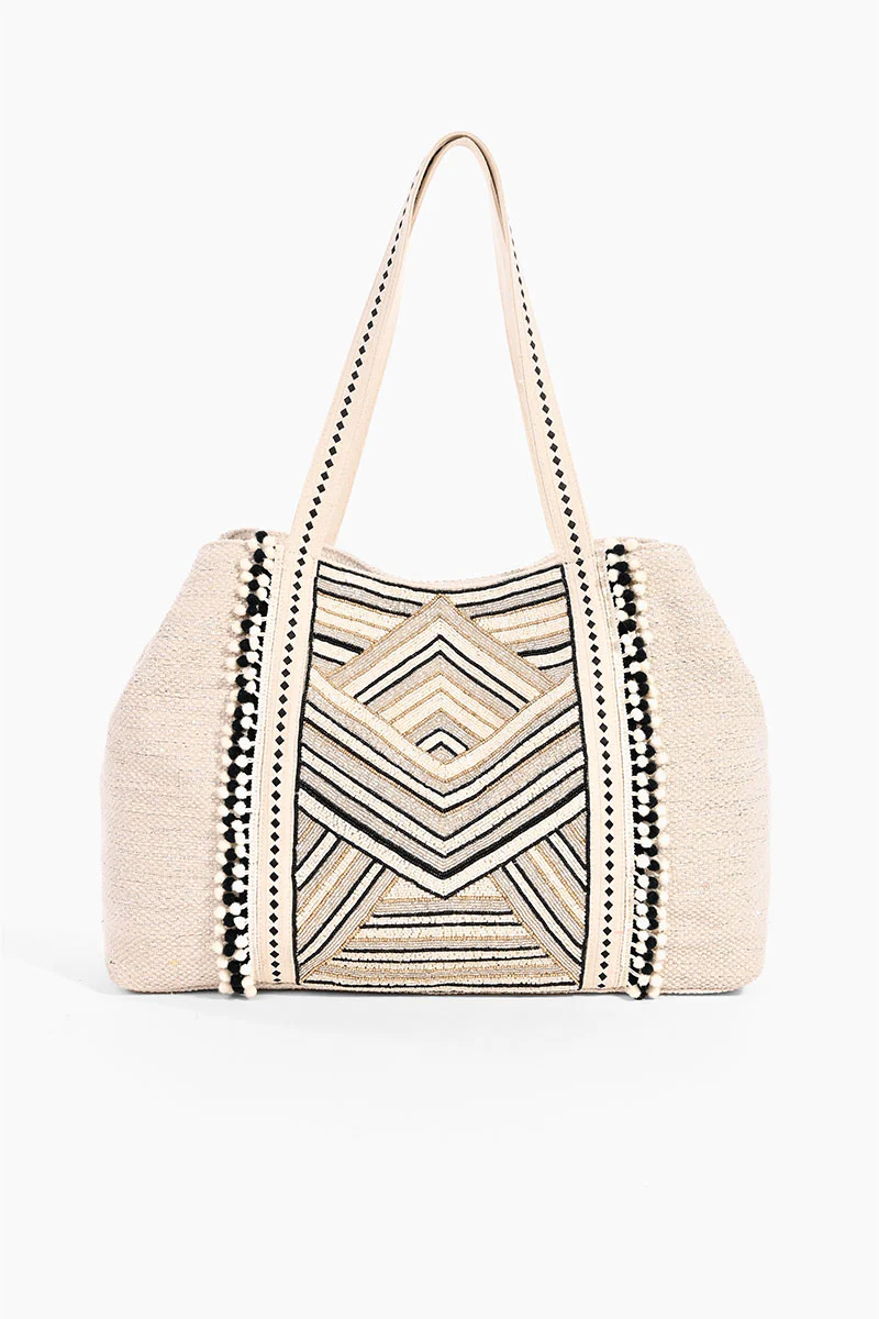 Golden Glam Hand Beaded Metallic  Tote