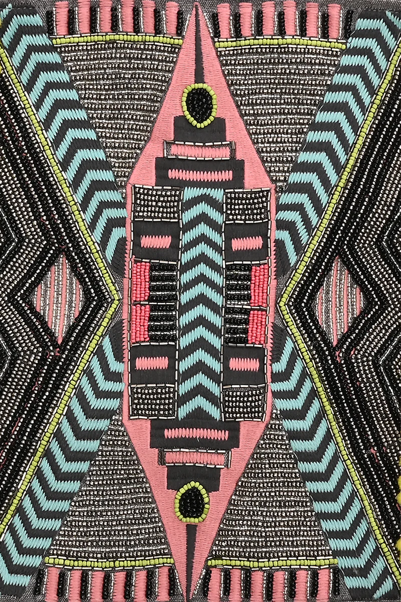 Gargoyle Embellished Gray Hand Beaded Tote