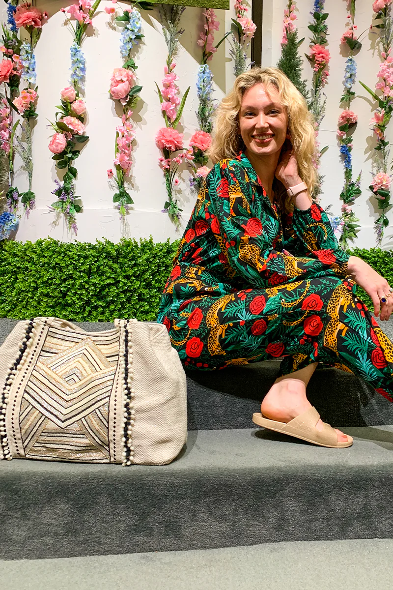 Golden Glam Hand Beaded Metallic  Tote