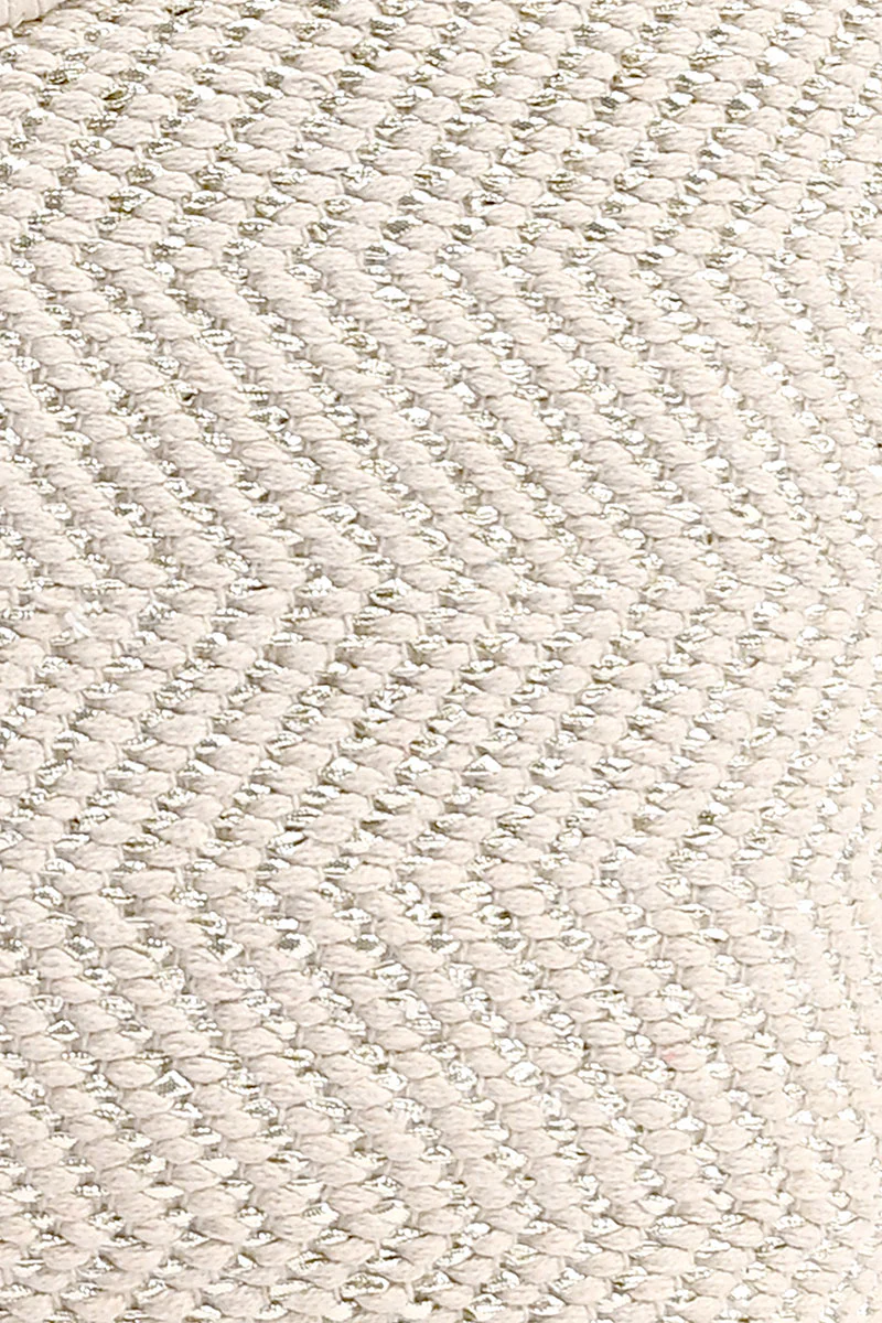 Birch Lurex Durrie Cane Handle Hand Woven Large White Tote