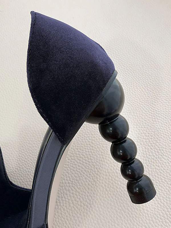 Big Bow Velvet Cylindrical Heel Pointed Toe Vinatge Shoes