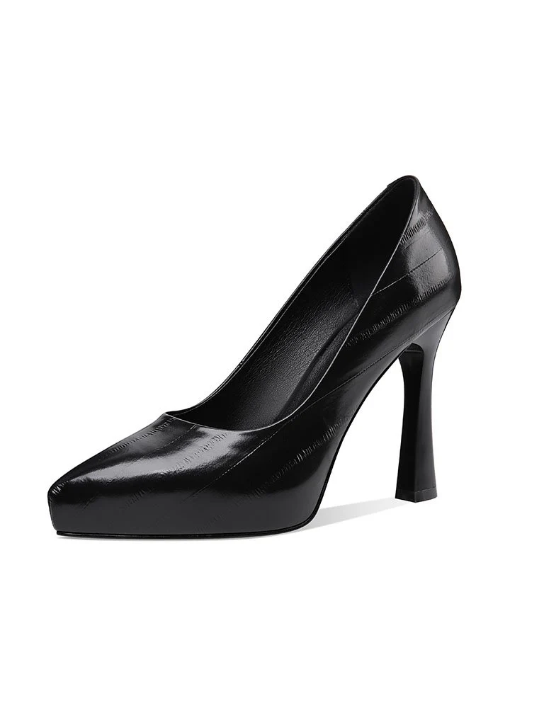 10.5CM High Heel Platform Pointed Toe Leather Shoes