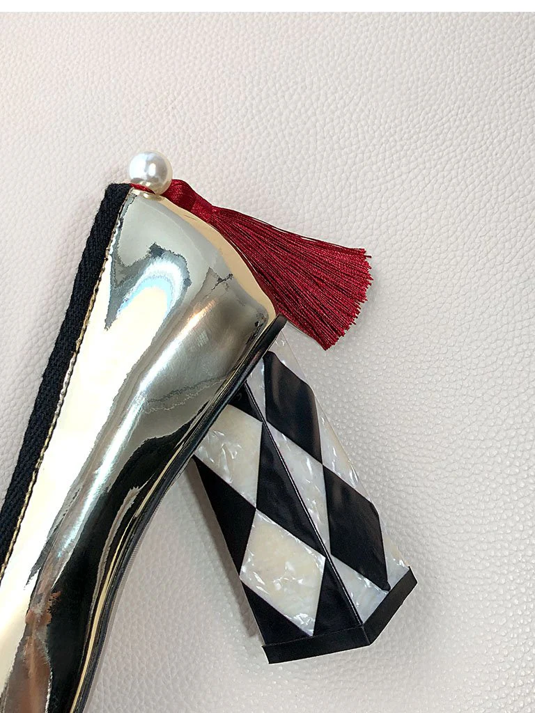 Sweet Heart Rivet Chunky Heel  Vinatge Shoes