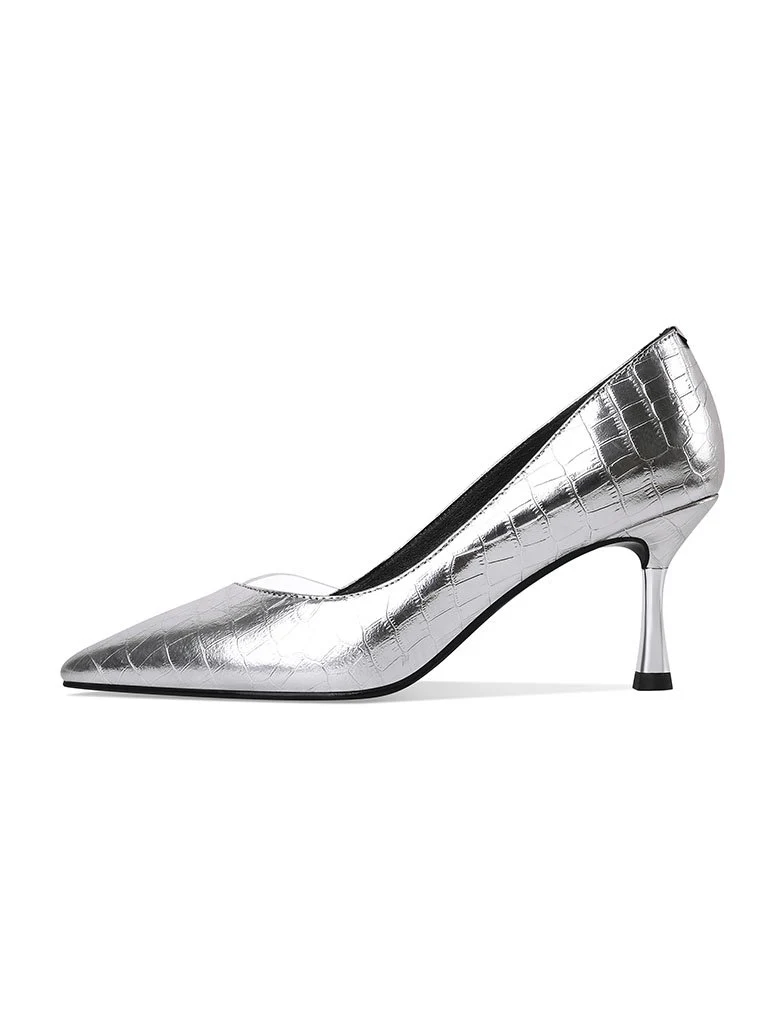 7CM High Heel  Pointed Toe Leather Shoes