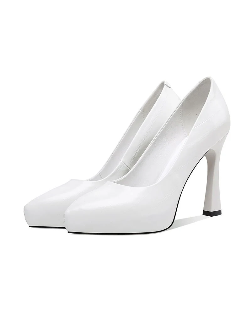 10.5CM High Heel Platform Pointed Toe Leather Shoes