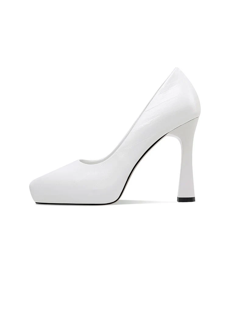 10.5CM High Heel Platform Pointed Toe Leather Shoes