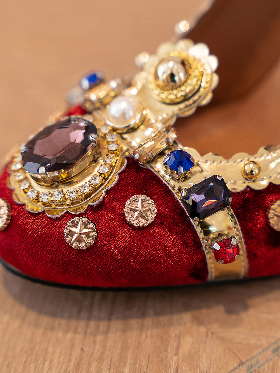 10CM Luxury Pearls And Diamonds Chunky Heels Retro Shoes