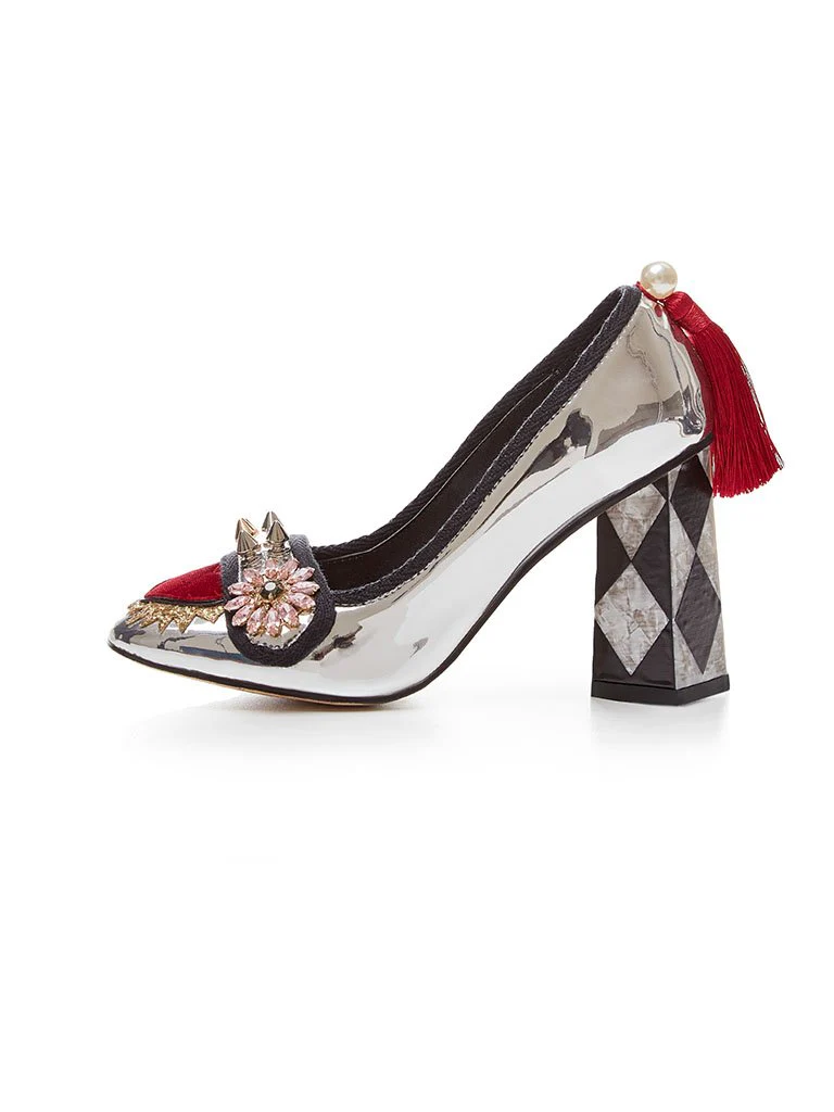 Sweet Heart Rivet Chunky Heel  Vinatge Shoes