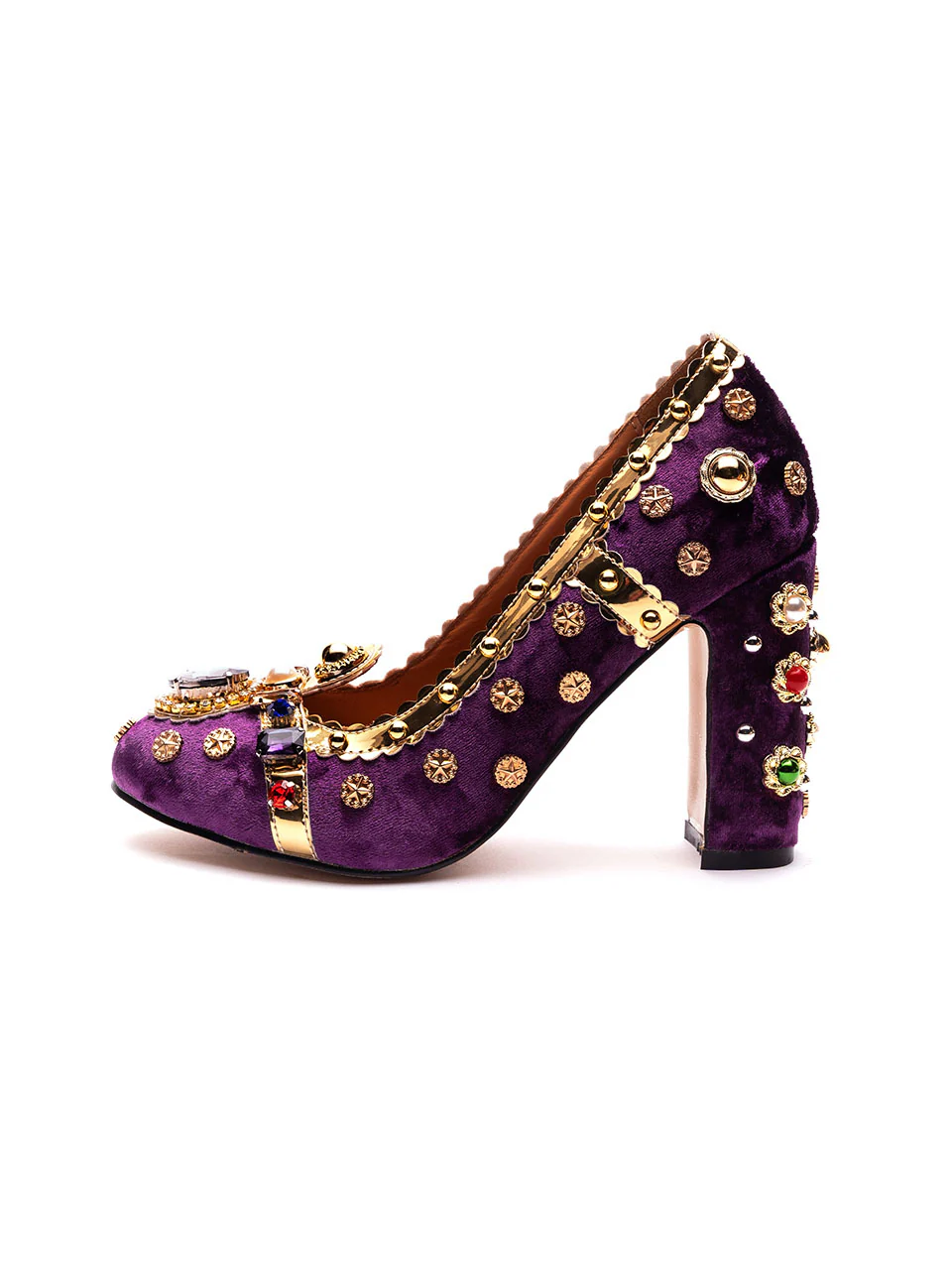 10CM Luxury Pearls And Diamonds Chunky Heels Retro Shoes