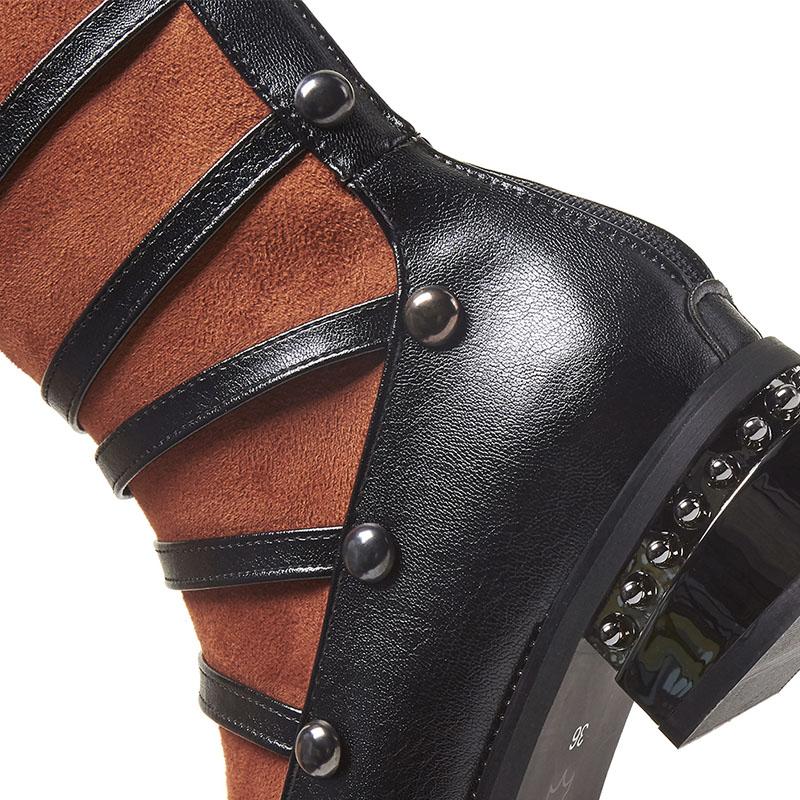 Women's Boots Platform Round Toe PU Knee High Boots Casual