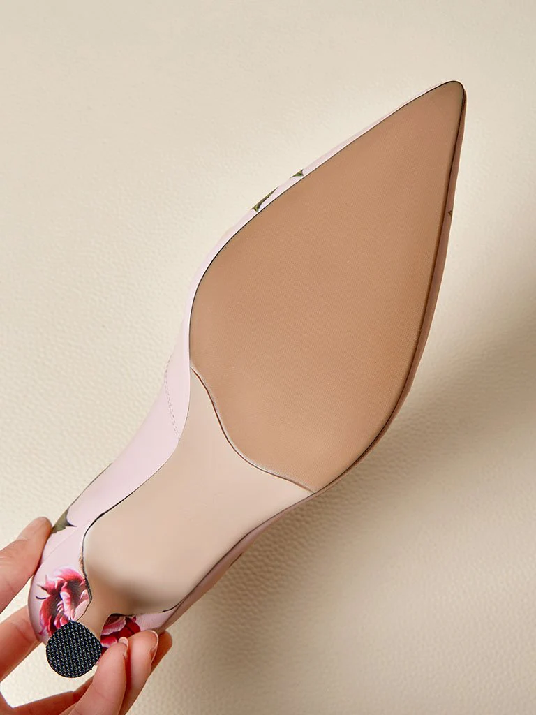 Rose Print Rhinestone Stiletto Heel Vinatge Shoes