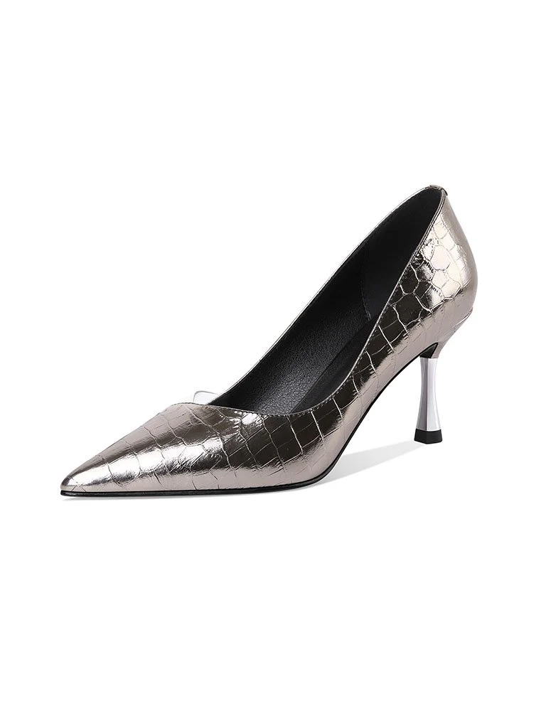 7CM High Heel  Pointed Toe Leather Shoes