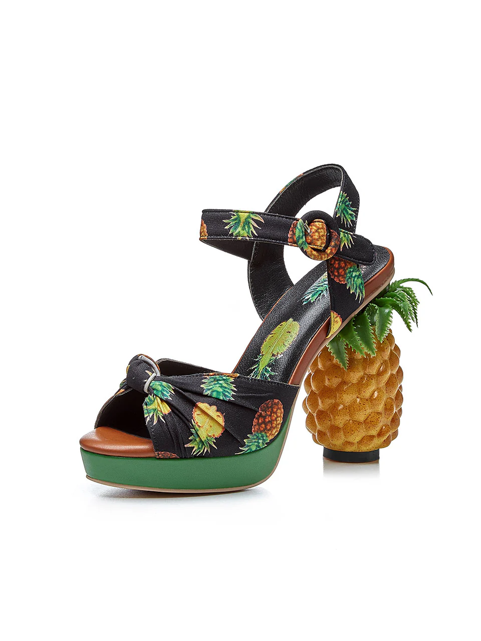 Fruit Heel Pineapple Print Platform Bow Vinatge Sandals