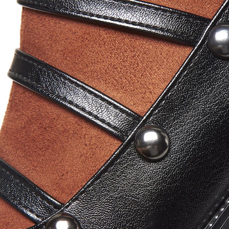 Women's Boots Platform Round Toe PU Knee High Boots Casual