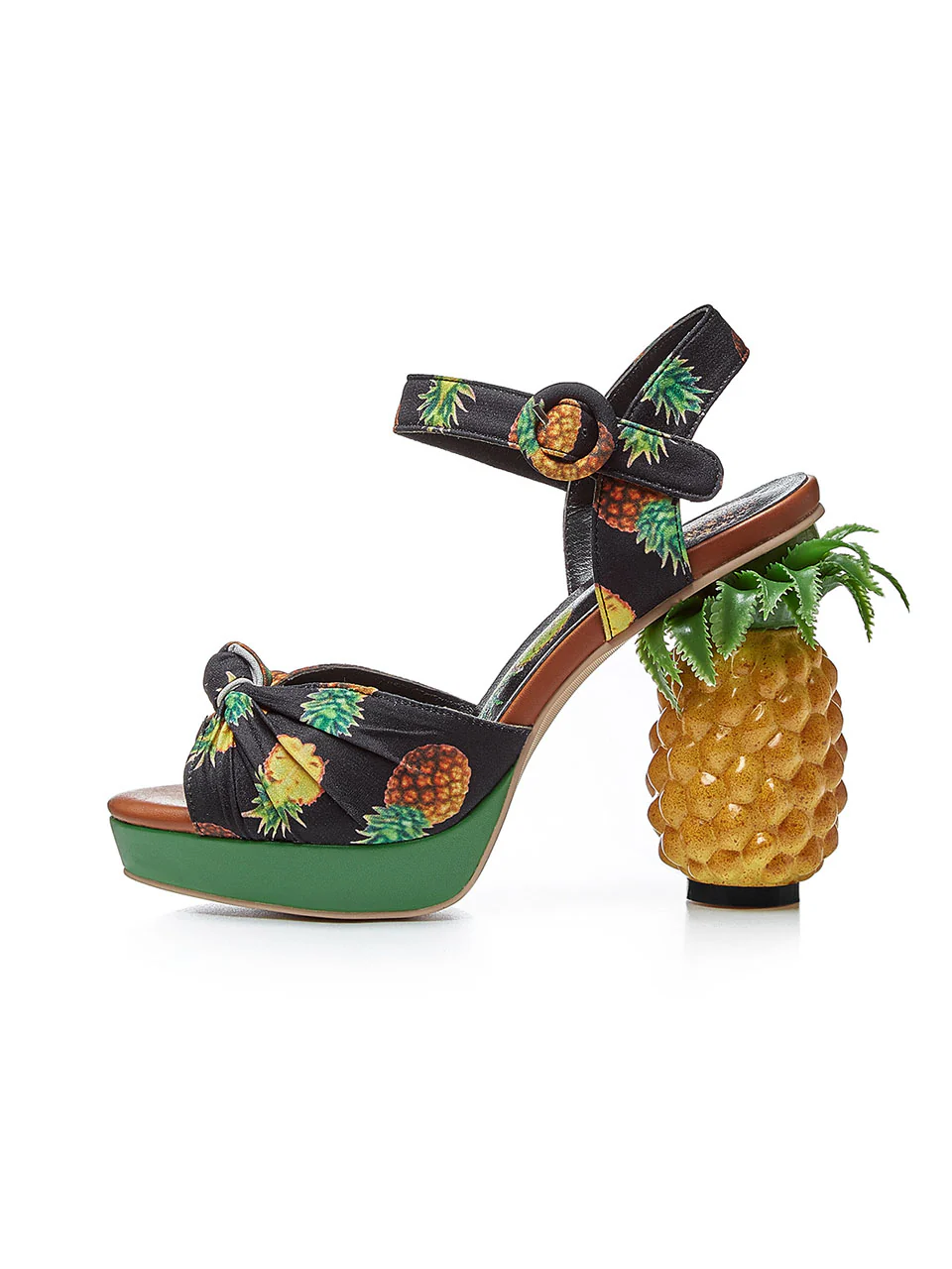 Fruit Heel Pineapple Print Platform Bow Vinatge Sandals