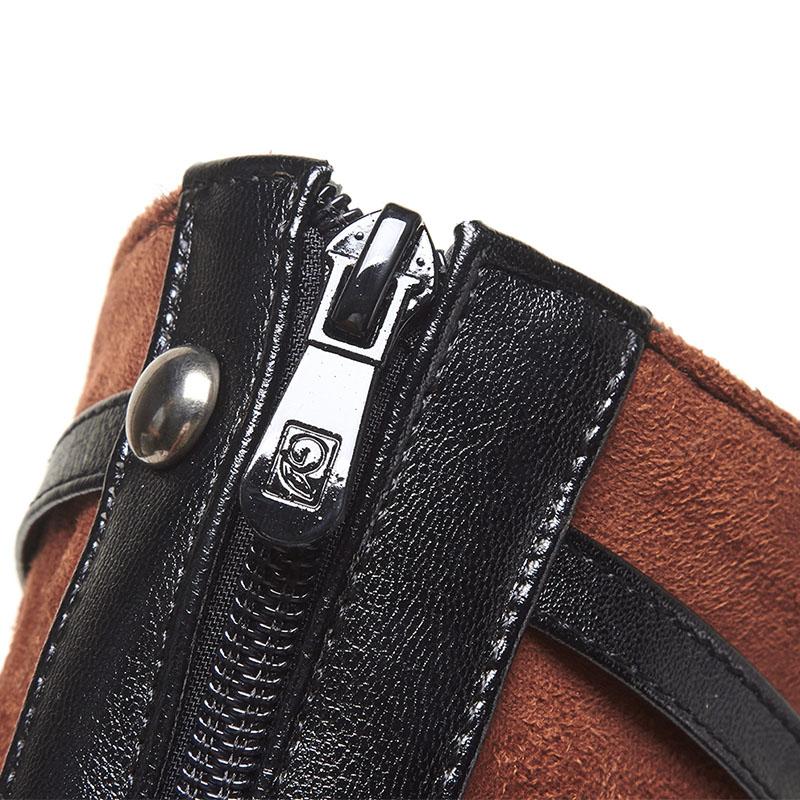 Women's Boots Platform Round Toe PU Knee High Boots Casual