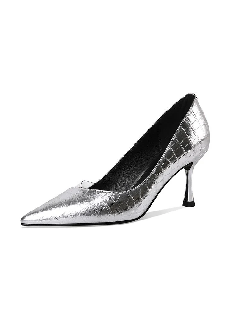 7CM High Heel  Pointed Toe Leather Shoes
