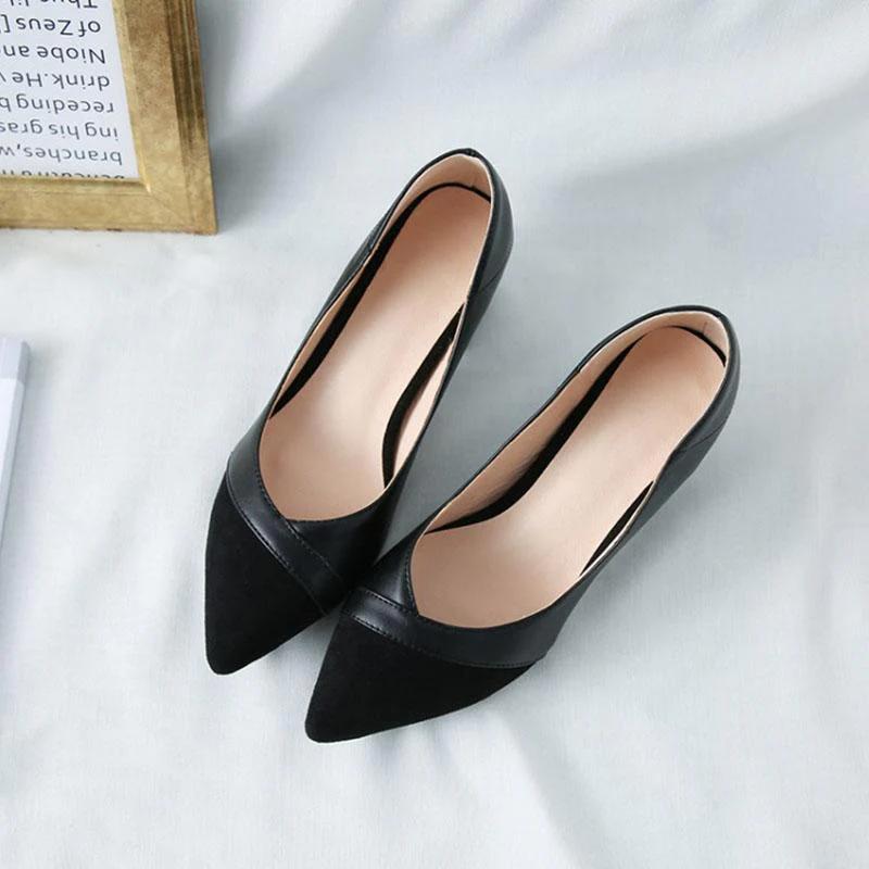Women's Heel Chunky Heel Pointed Cap-Toe PU Leather