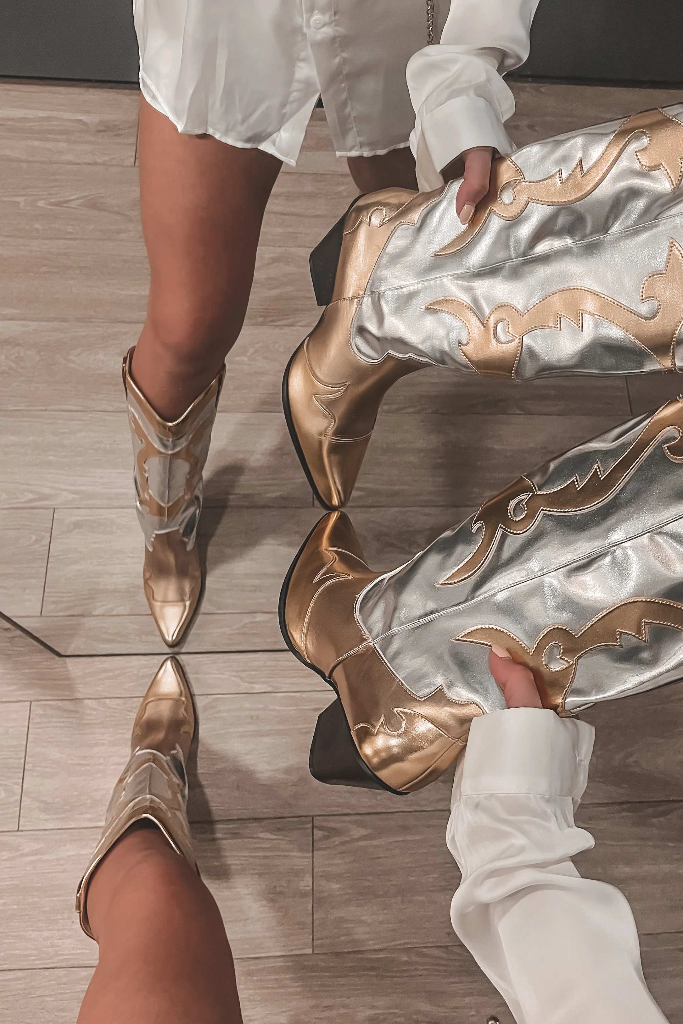 HOLIDAY DEAL  Sassy Cowgirl Gold & Silver Metallic Western Boots