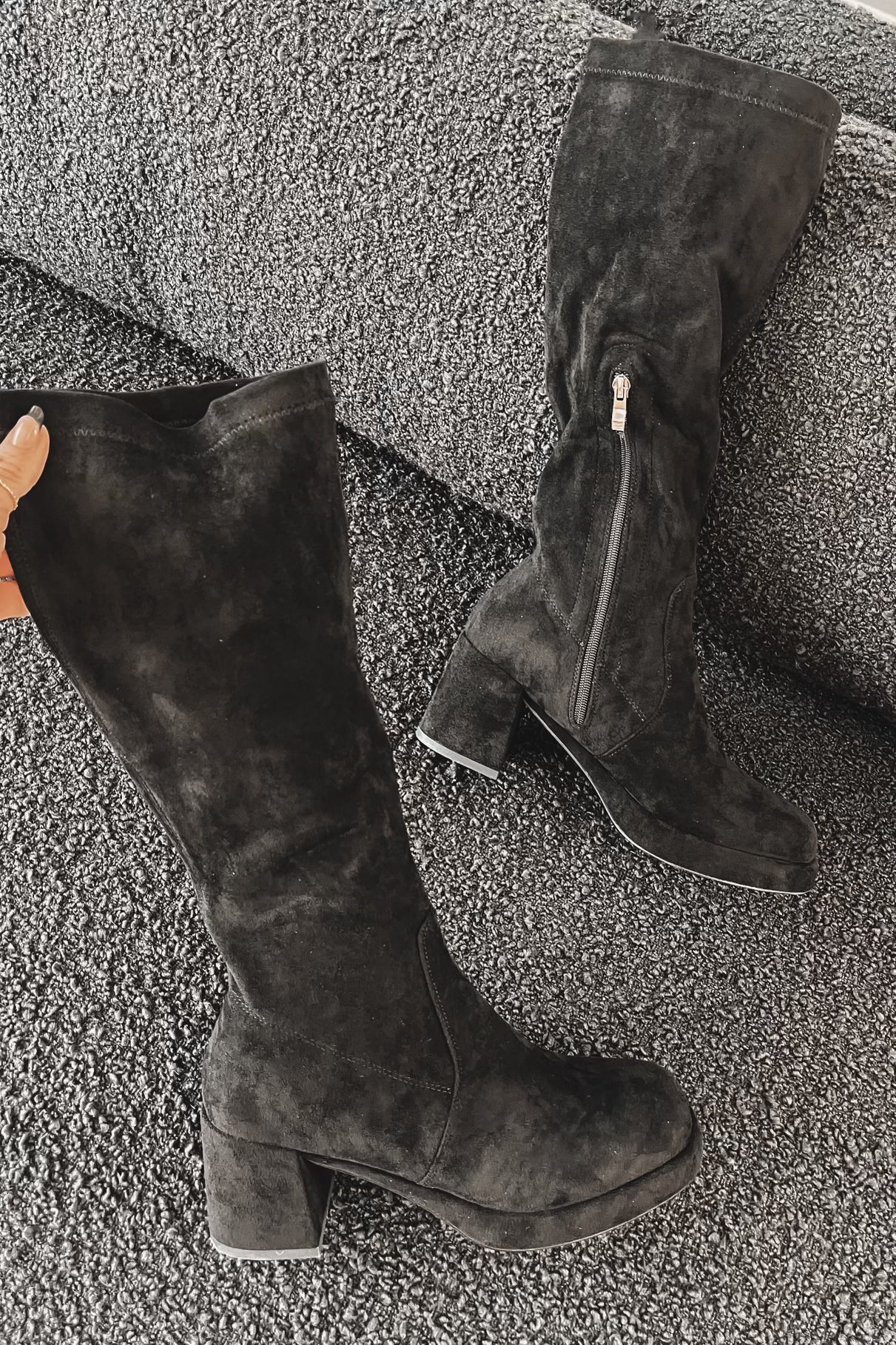 HOLIDAY DEAL   Sound Of The Season Suede Block Heel Boot
