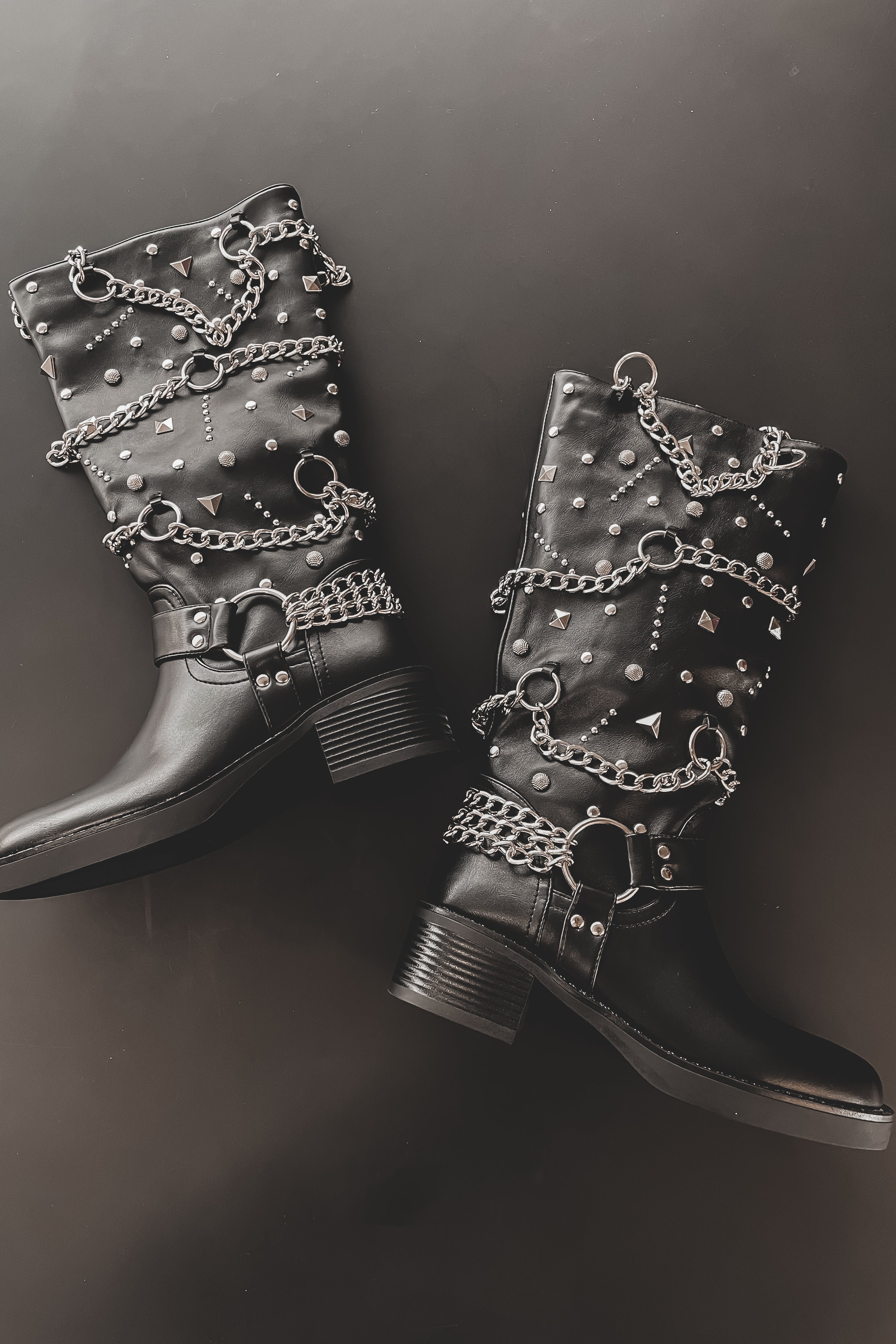 HOLIDAY DEAL  Say Wow Silver Chain Black Combat Boot