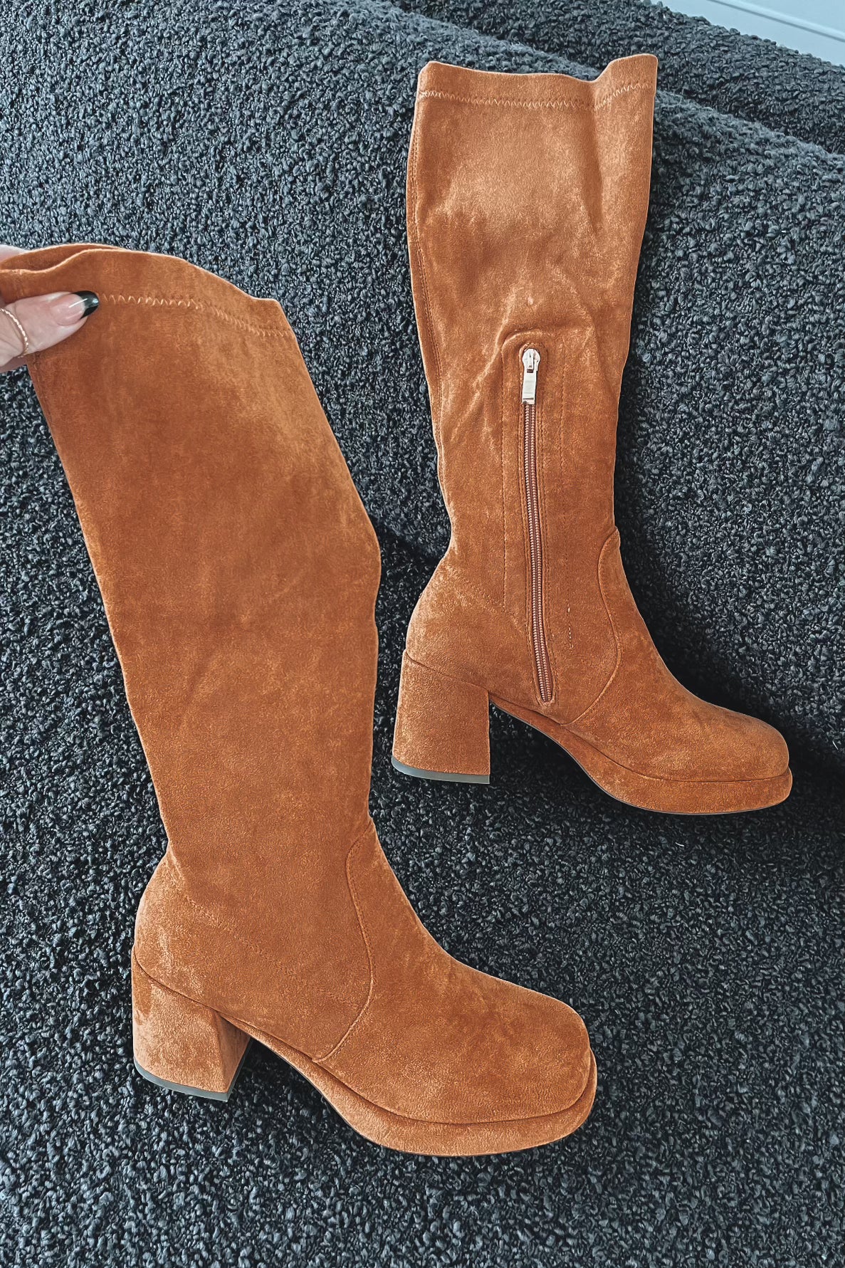 HOLIDAY DEAL   Sound Of The Season Suede Block Heel Boot