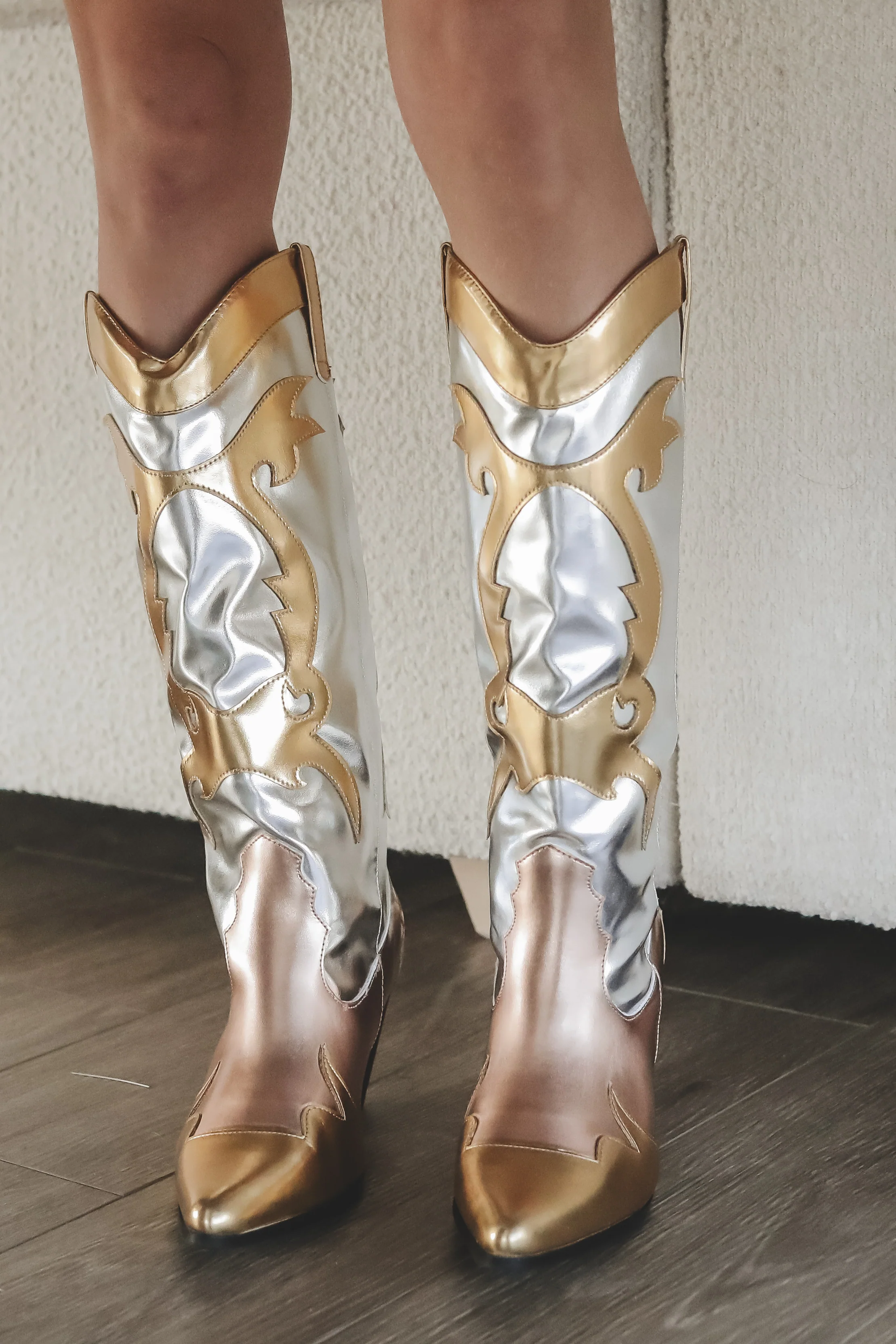 HOLIDAY DEAL  Sassy Cowgirl Gold & Silver Metallic Western Boots