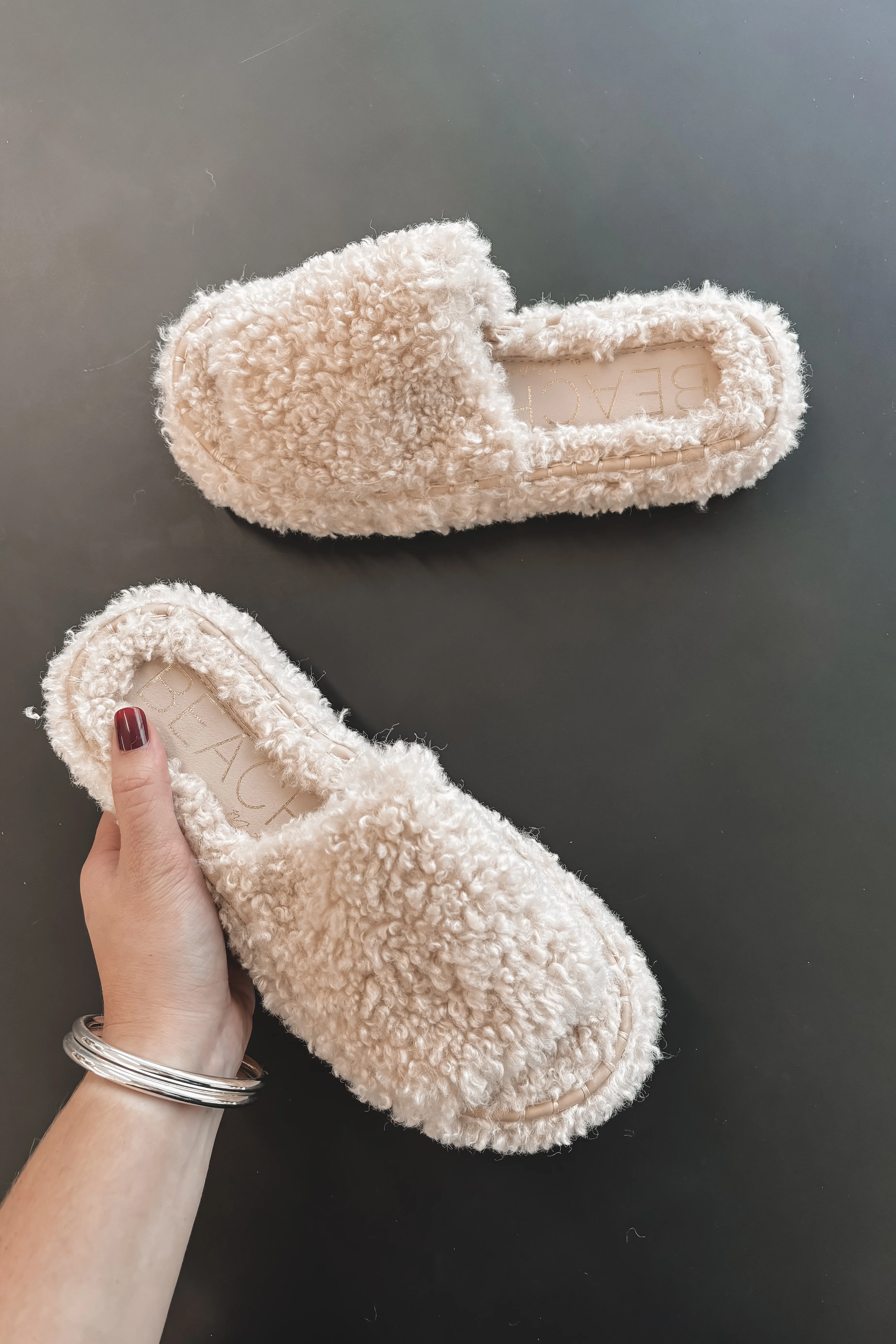 Matisse In House Cozy Vegan Sherpa Slipper Slides