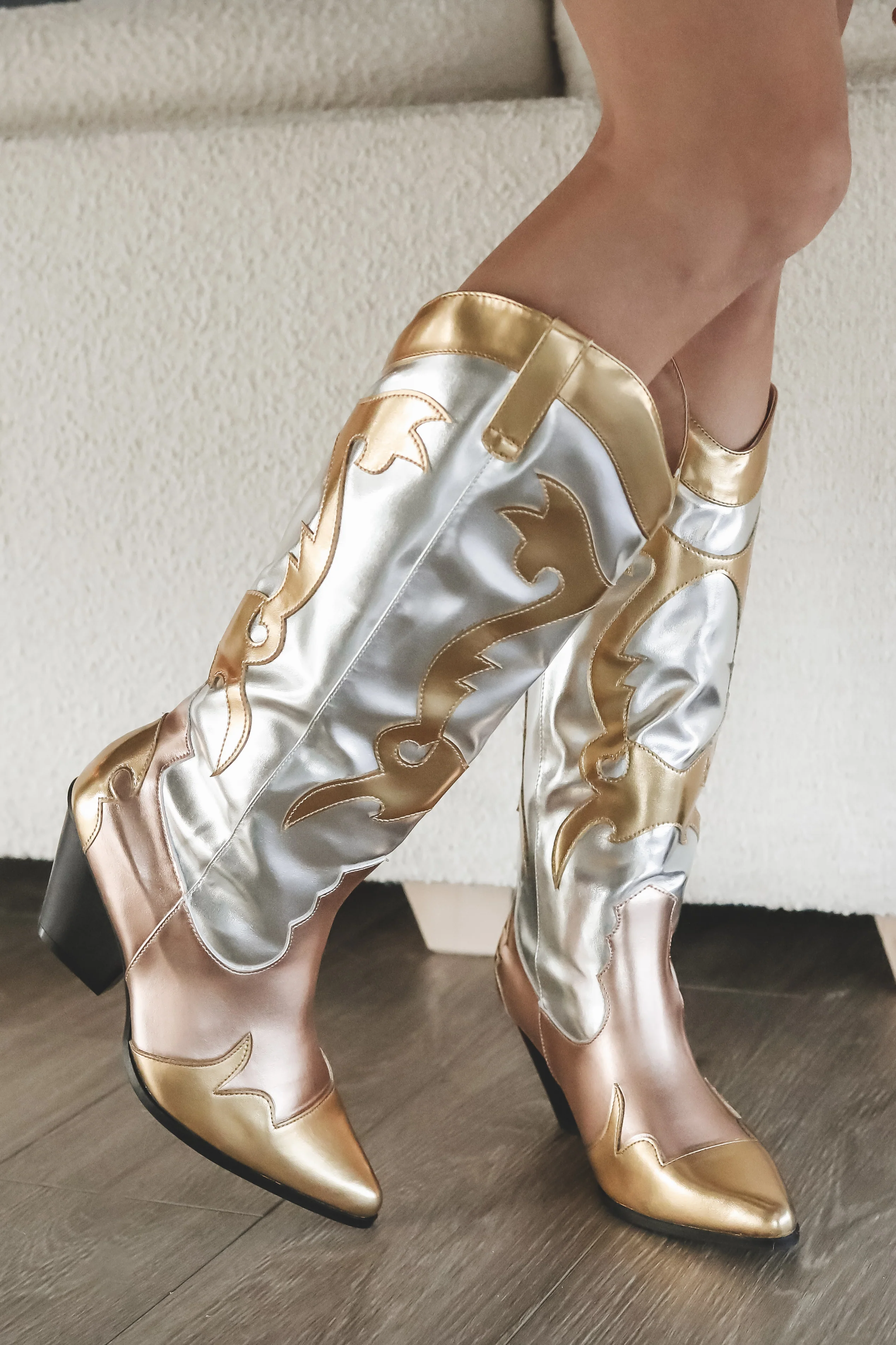HOLIDAY DEAL  Sassy Cowgirl Gold & Silver Metallic Western Boots
