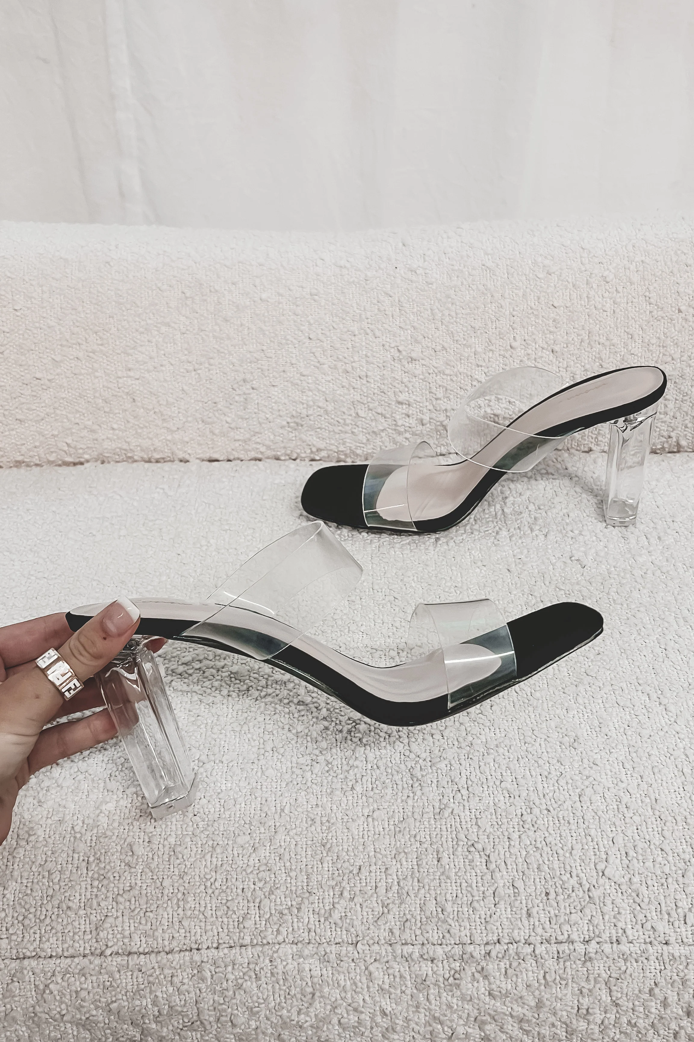 My Fashionista Is Showing Clear Slip On Heel