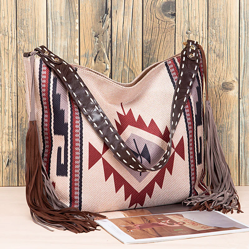 Casual College Color Block Tassel Bags