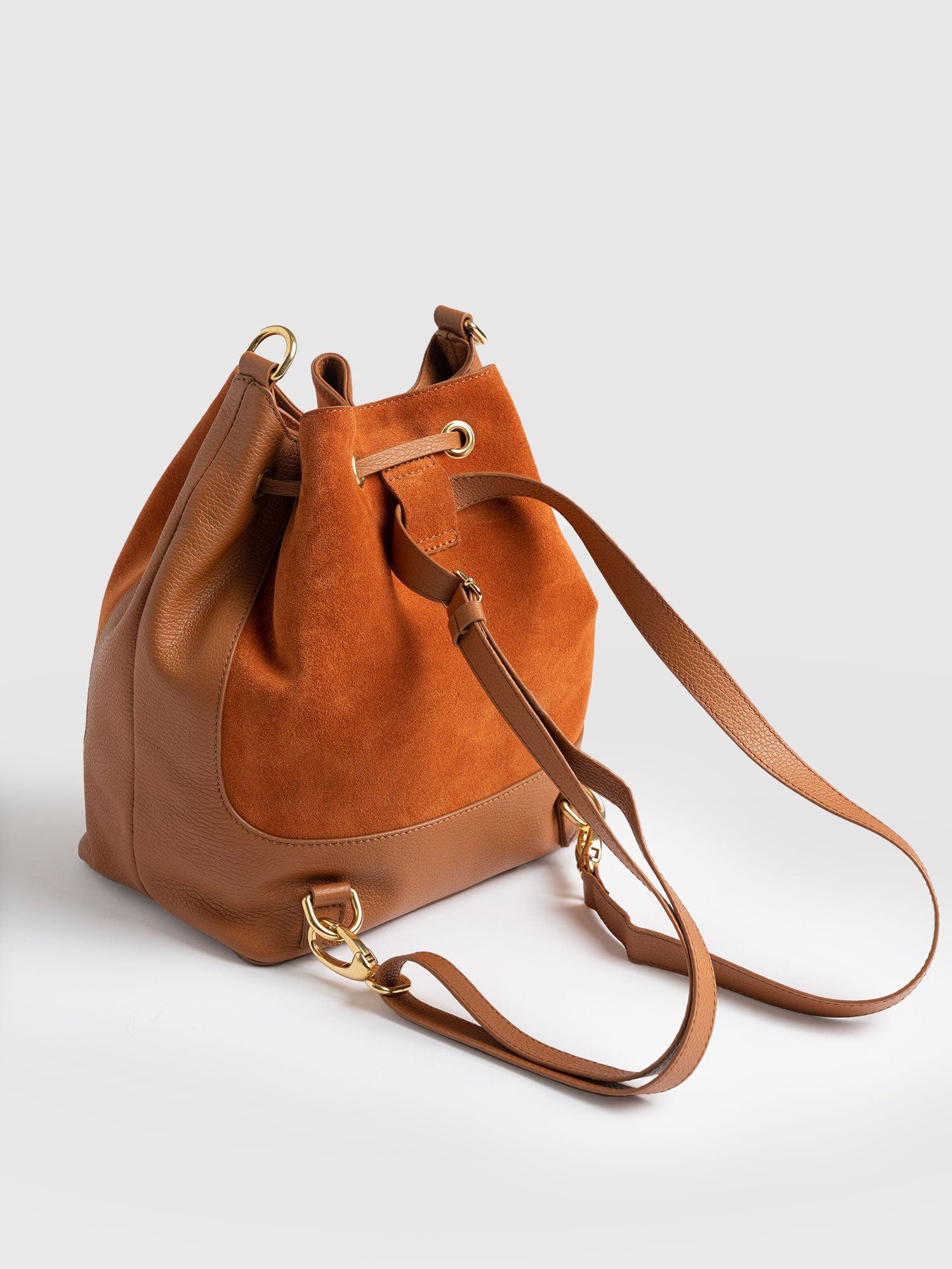 Bucket Bag - Brown Suede Pebble