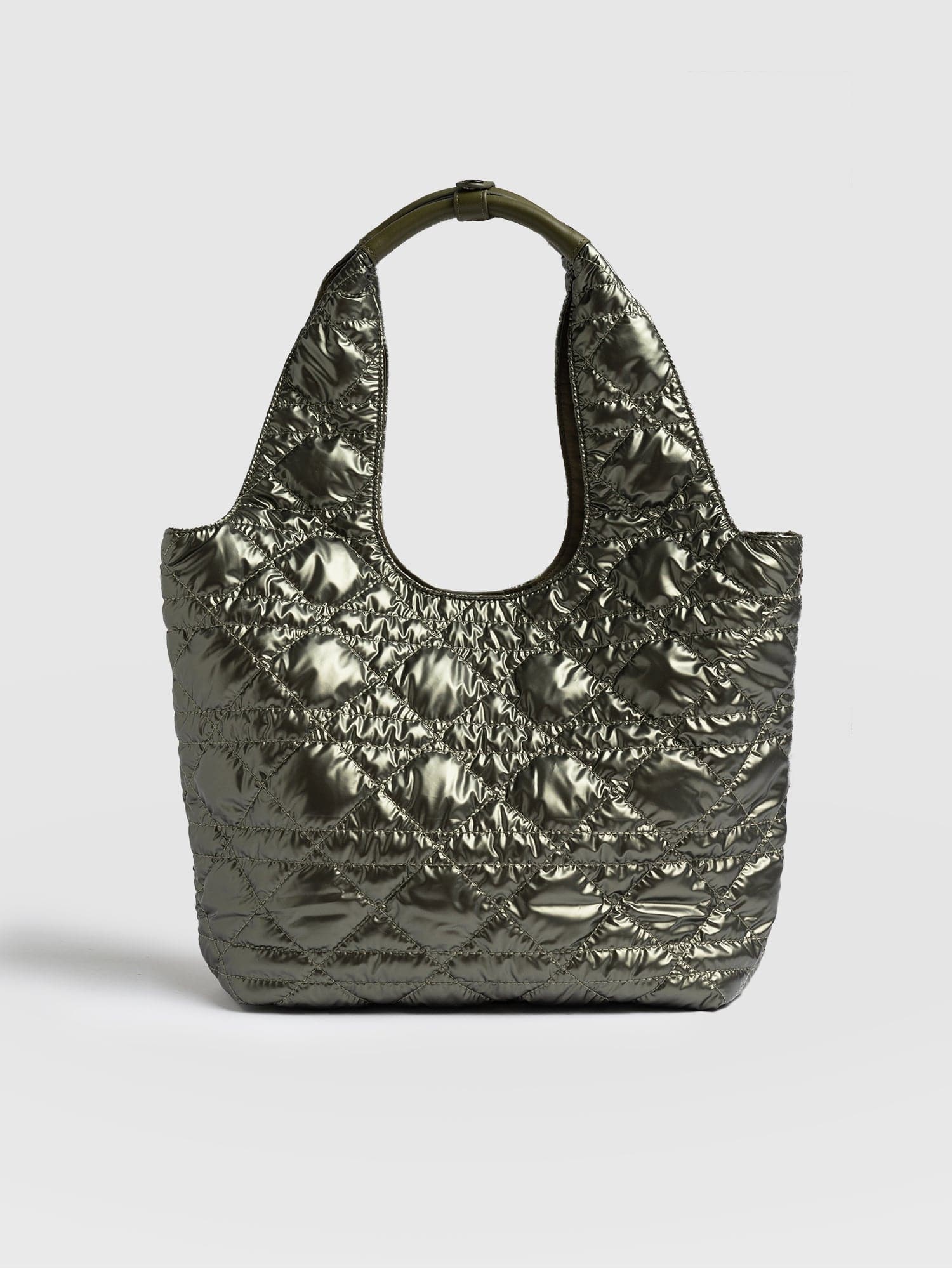 Shoulder Tote Bag - Metallic Khaki