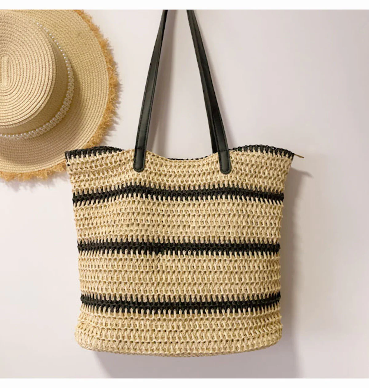 Handbags Large Straw Striped Summer Tote