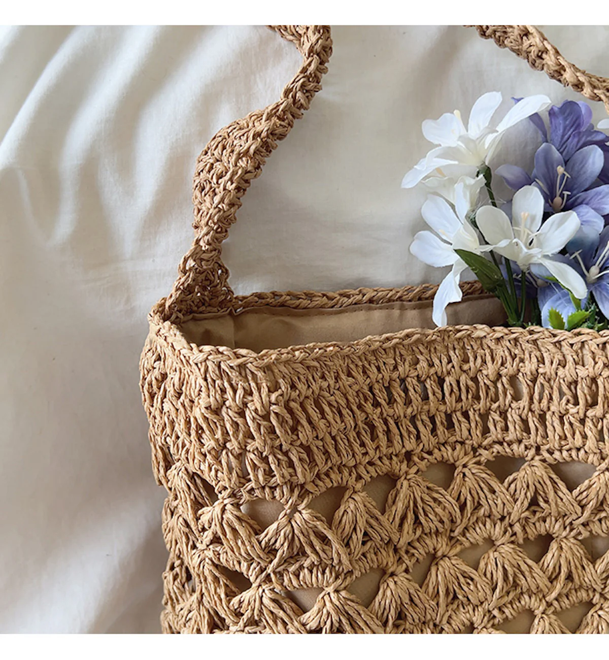 Handbags Patterned Straw Shoulder Bucket Bag