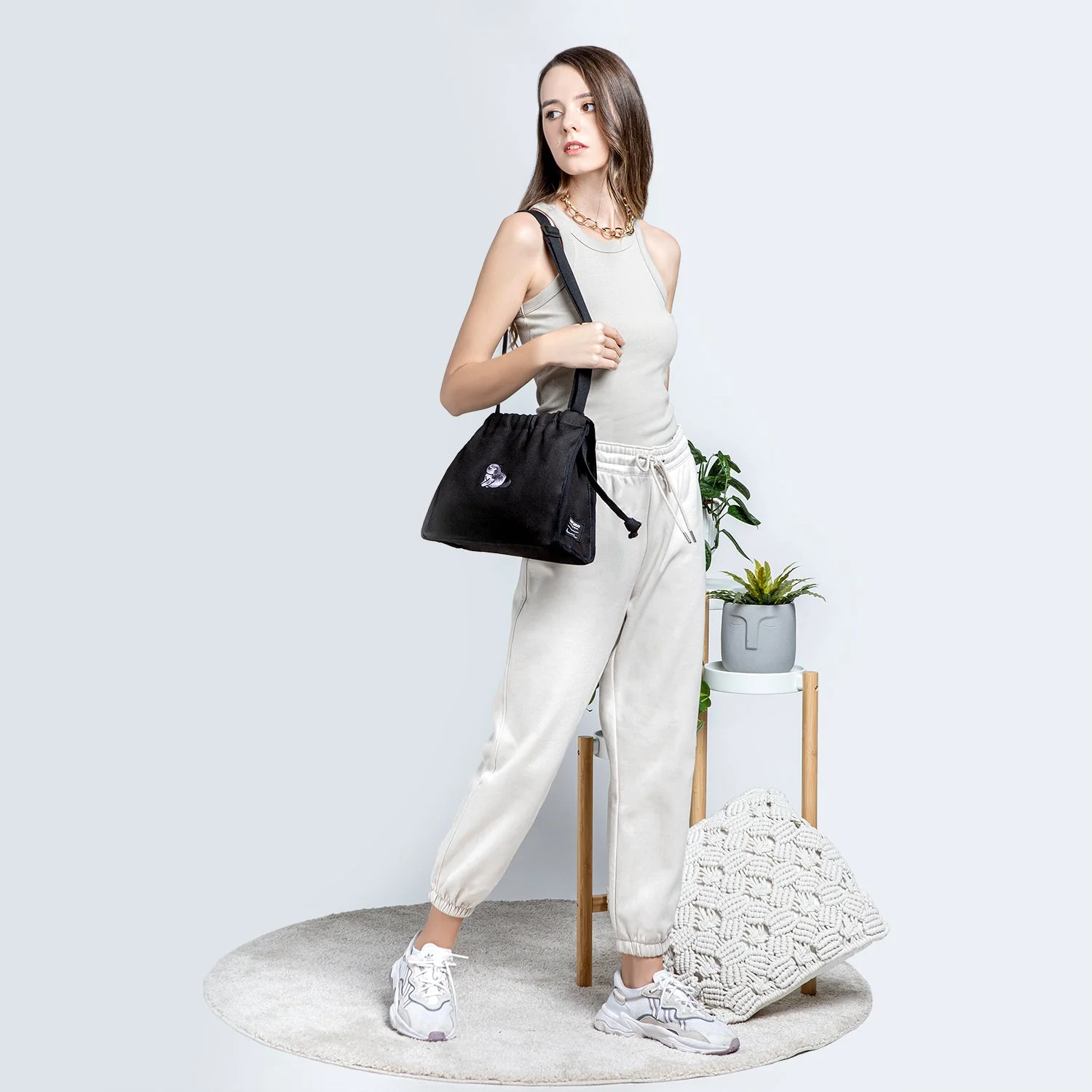 Furry Drawstring 37 Crossbody Bag