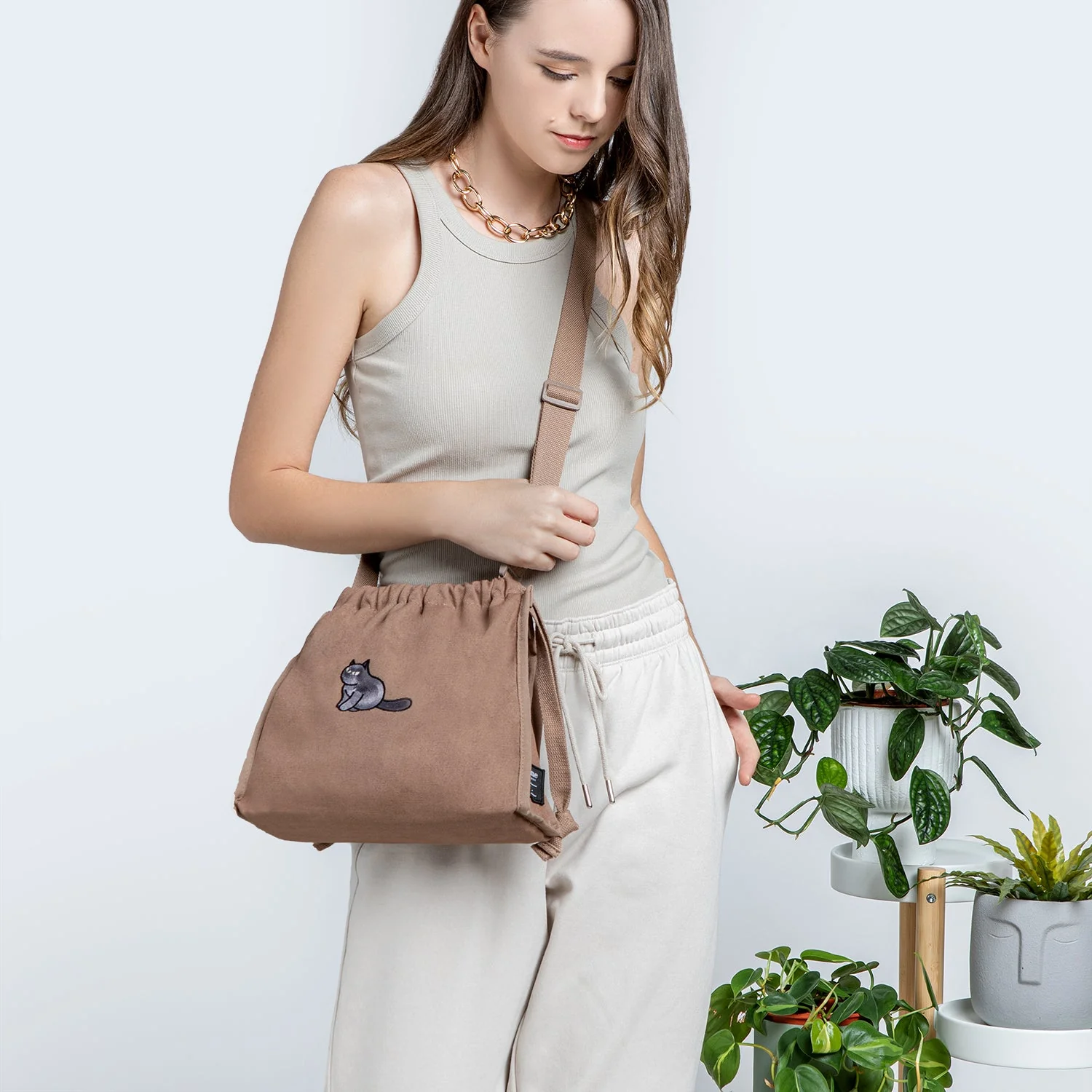 Furry Drawstring 37 Crossbody Bag