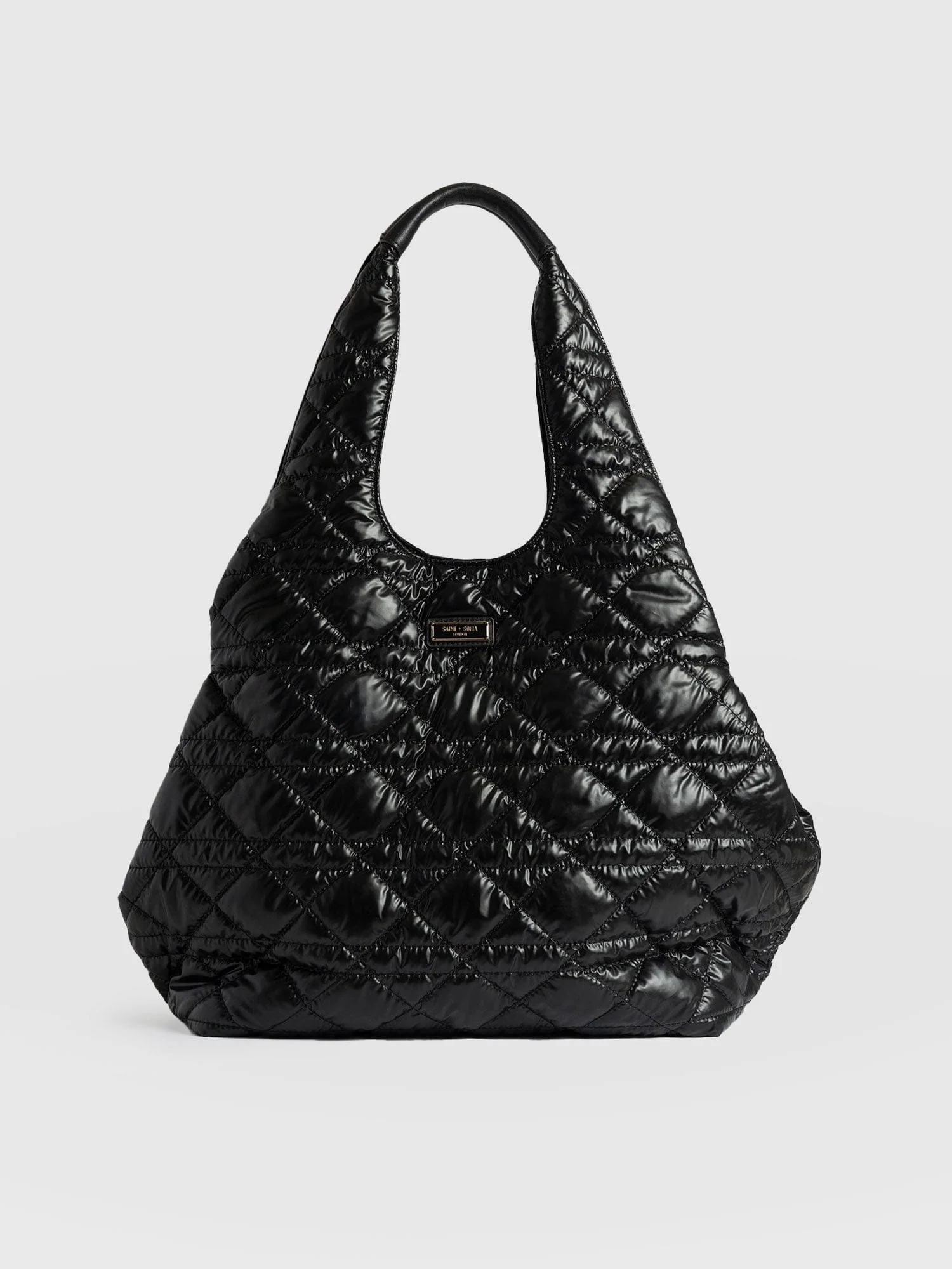 Quilted Shoulder Tote Bag - Black