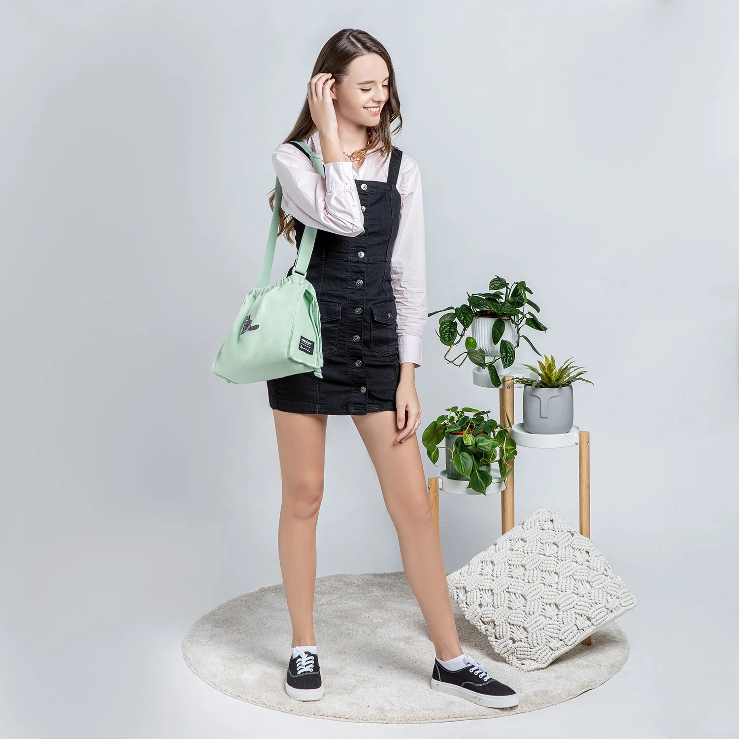 Furry Drawstring 37 Crossbody Bag