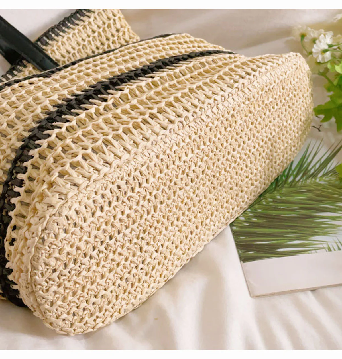 Handbags Large Straw Striped Summer Tote