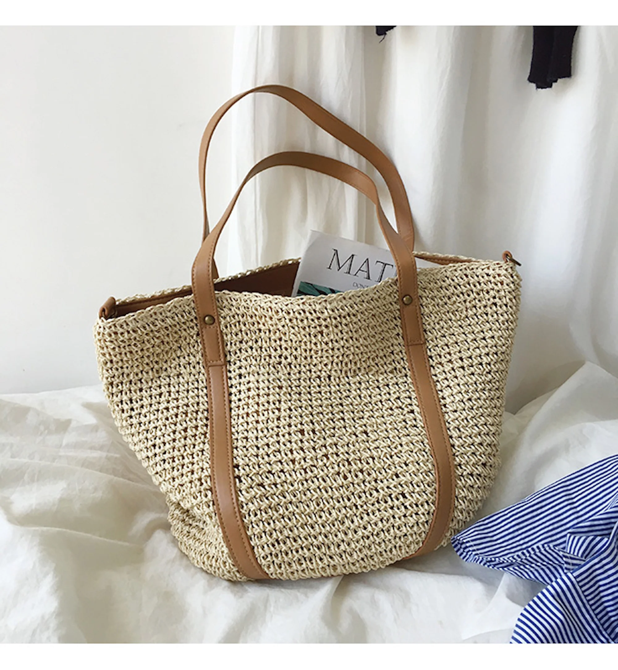 Handbags Large Straw Woven Tote Bag