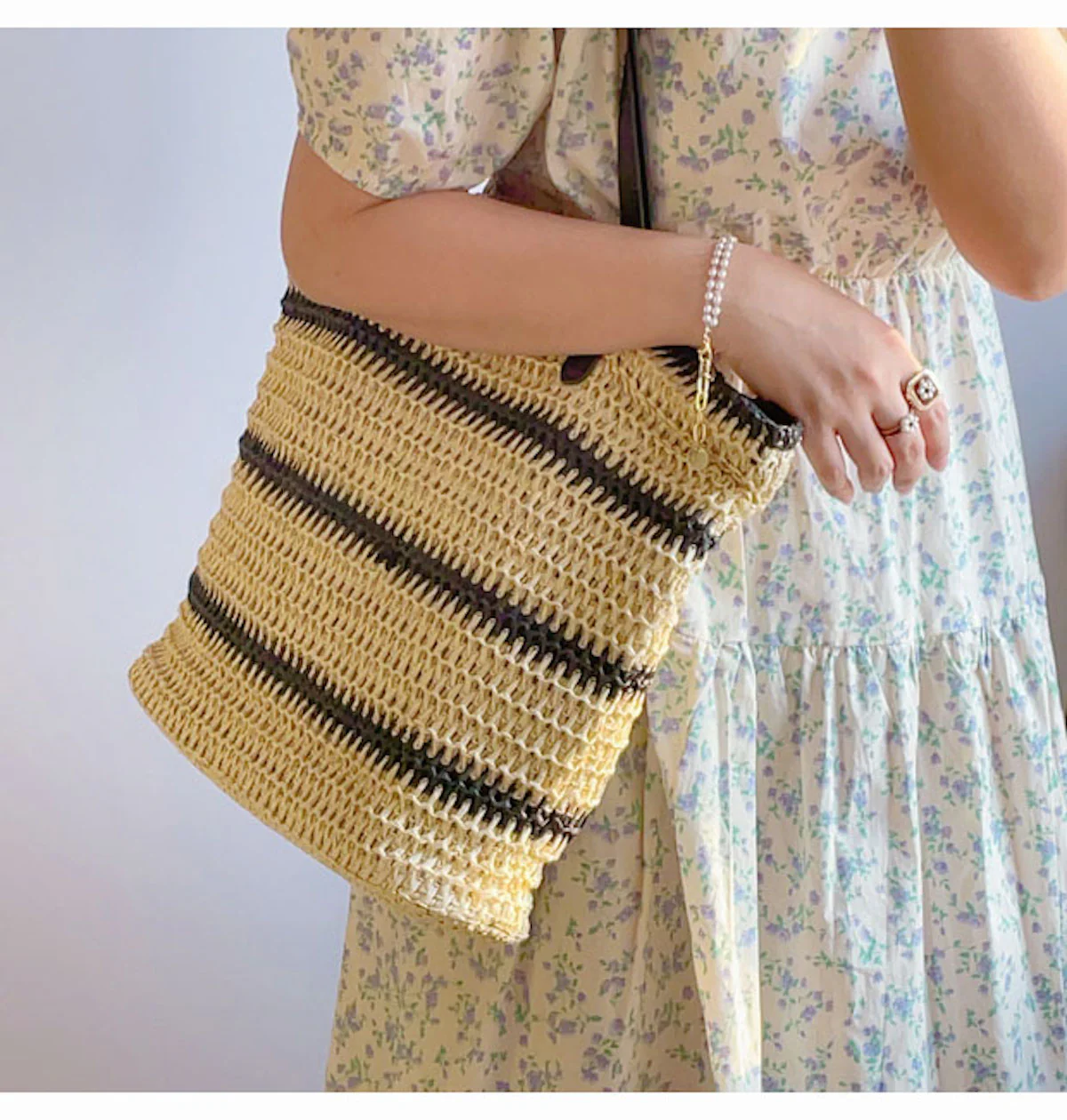 Handbags Large Straw Striped Summer Tote