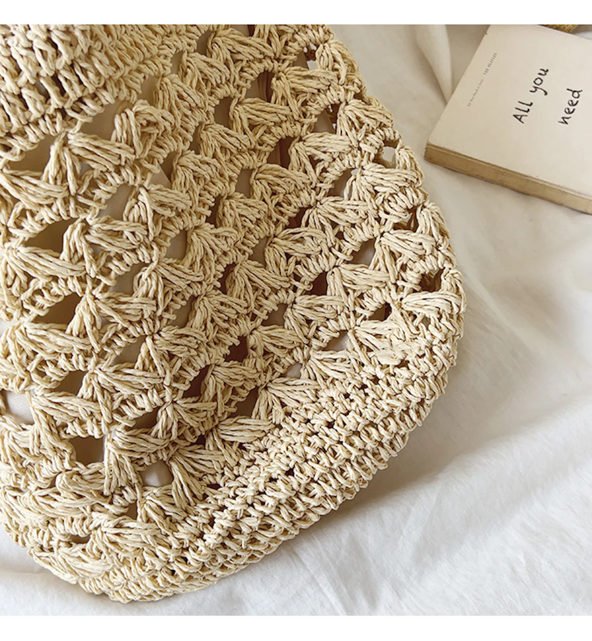 Handbags Patterned Straw Shoulder Bucket Bag