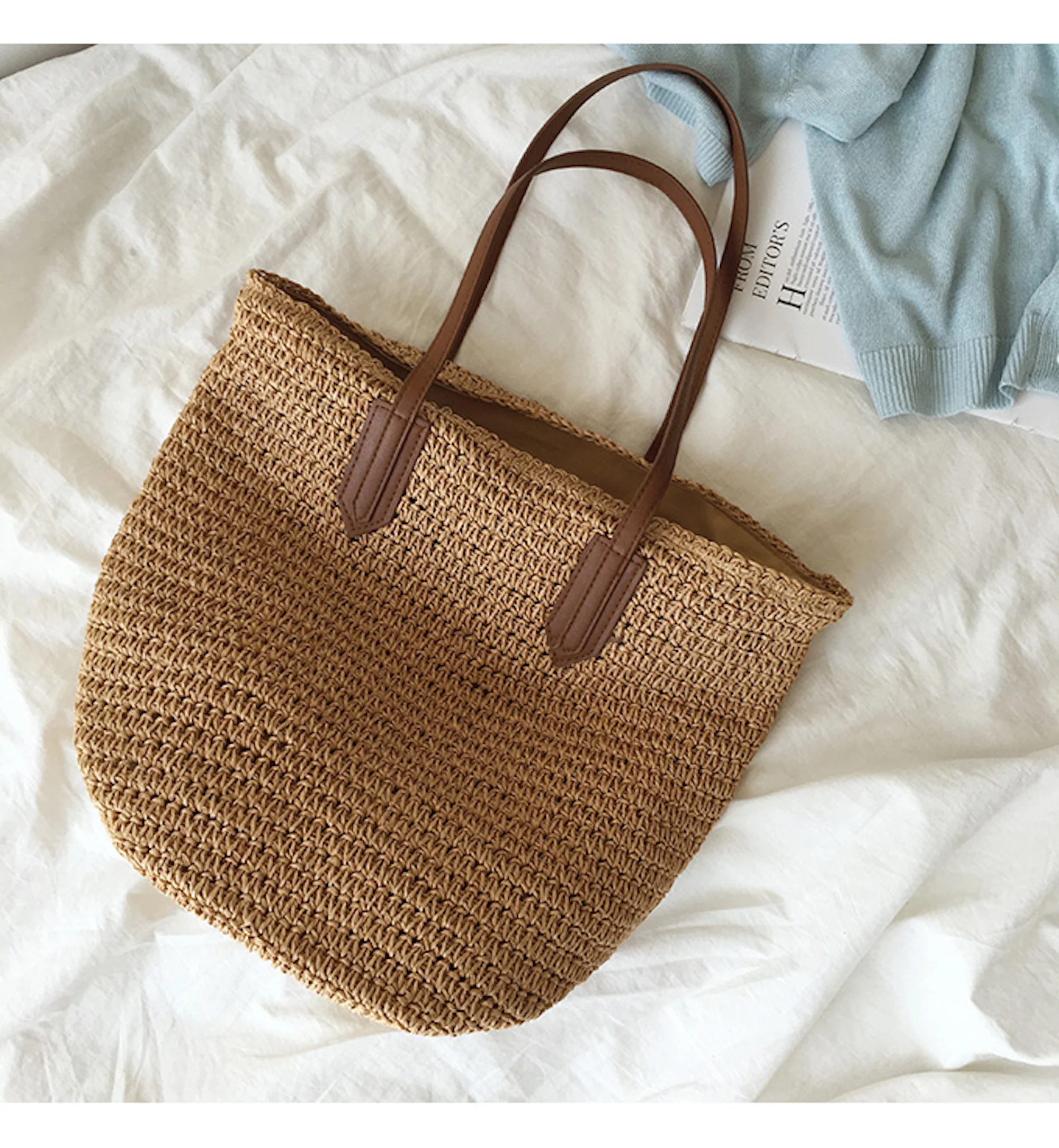 Handbags Retro Straw Woven Tote Bag