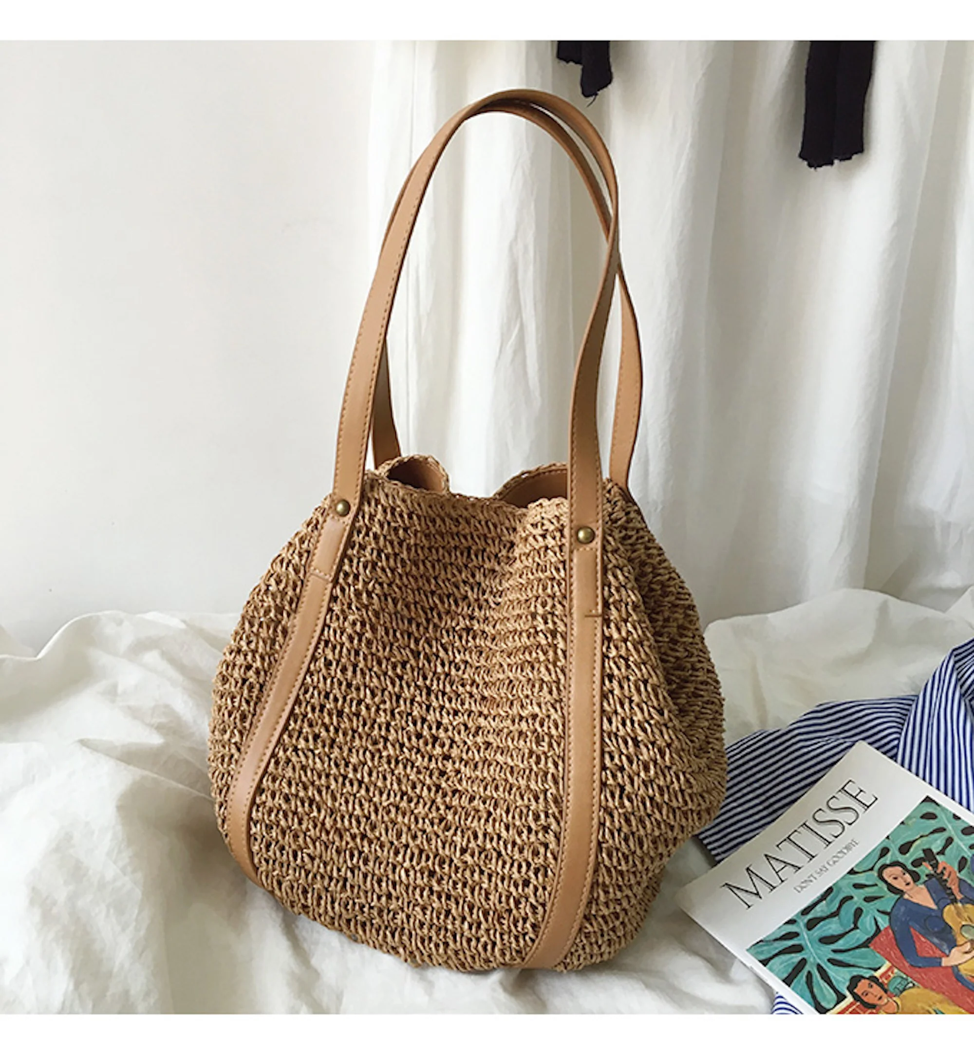 Handbags Large Straw Woven Tote Bag
