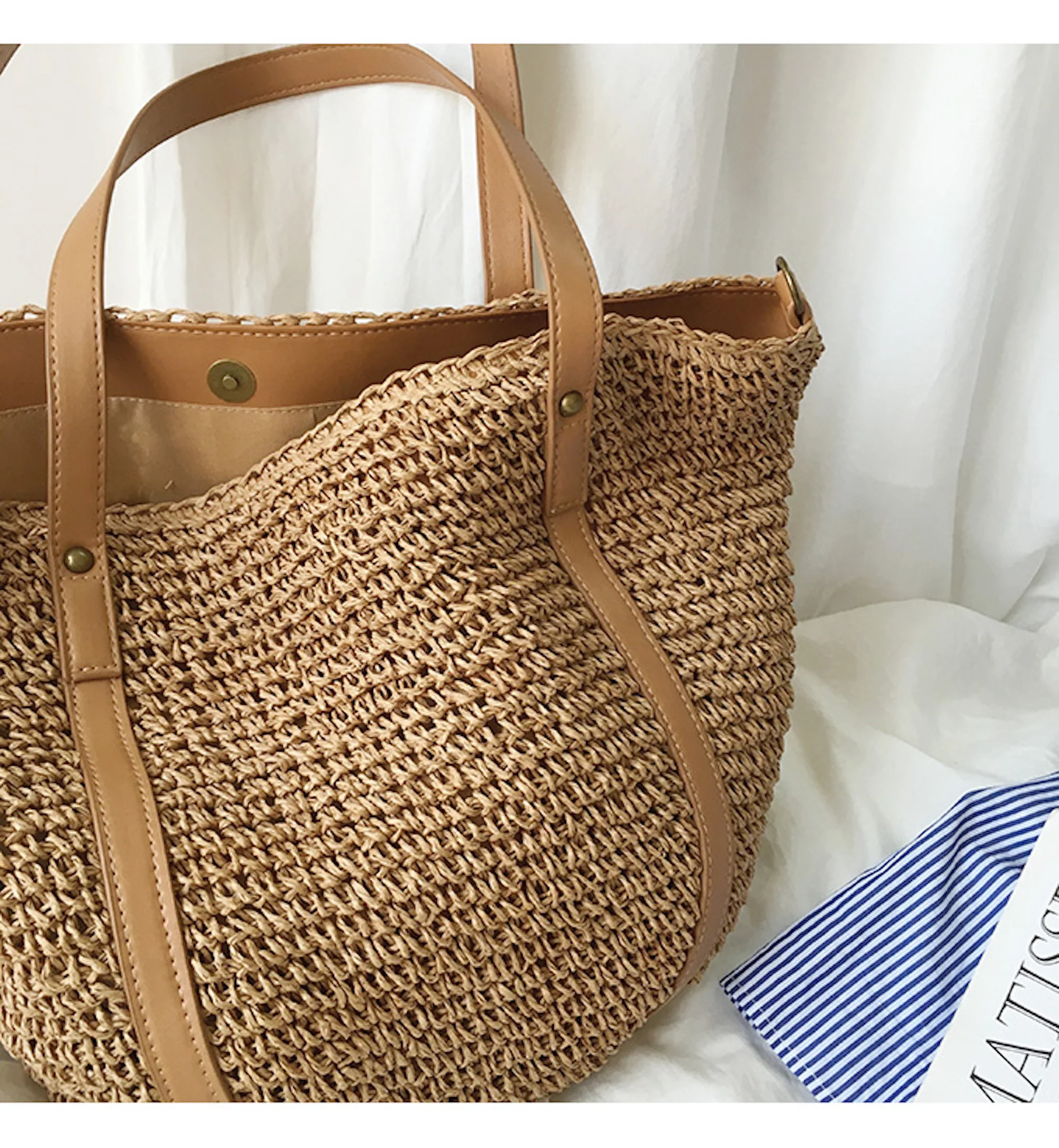 Handbags Large Straw Woven Tote Bag