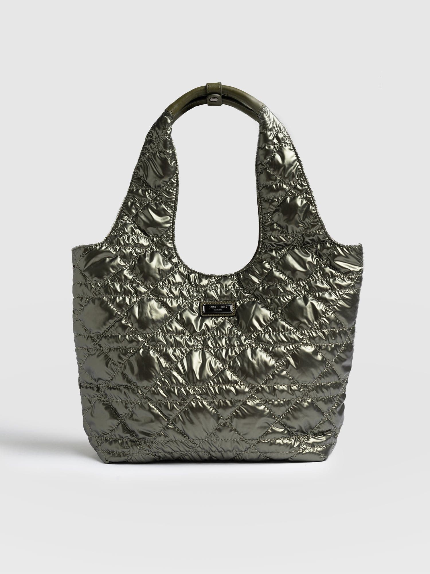 Shoulder Tote Bag - Metallic Khaki