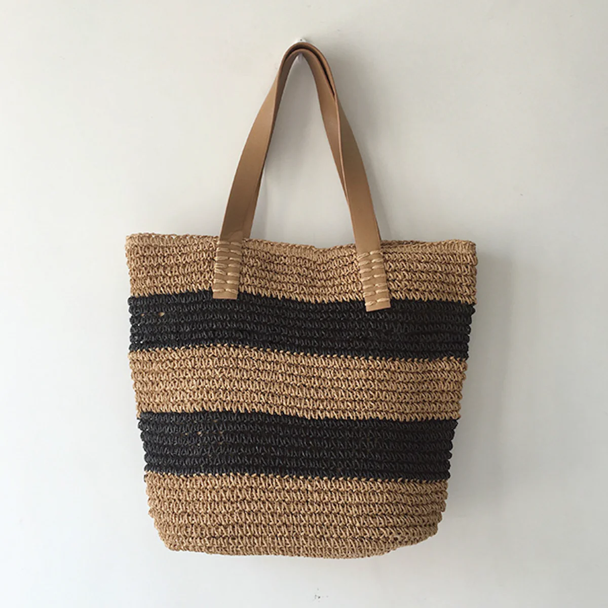 Handbags Striped Straw Woven Tote Bag